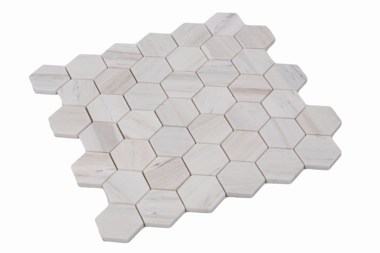Hexagon Wooden White Honed 2 x 2 11.75 x 12